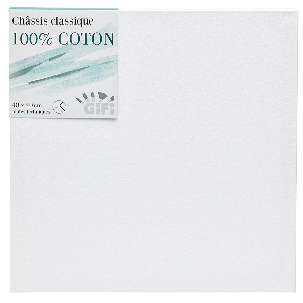 Châssis entoilé blanc 100% coton 40x40cm