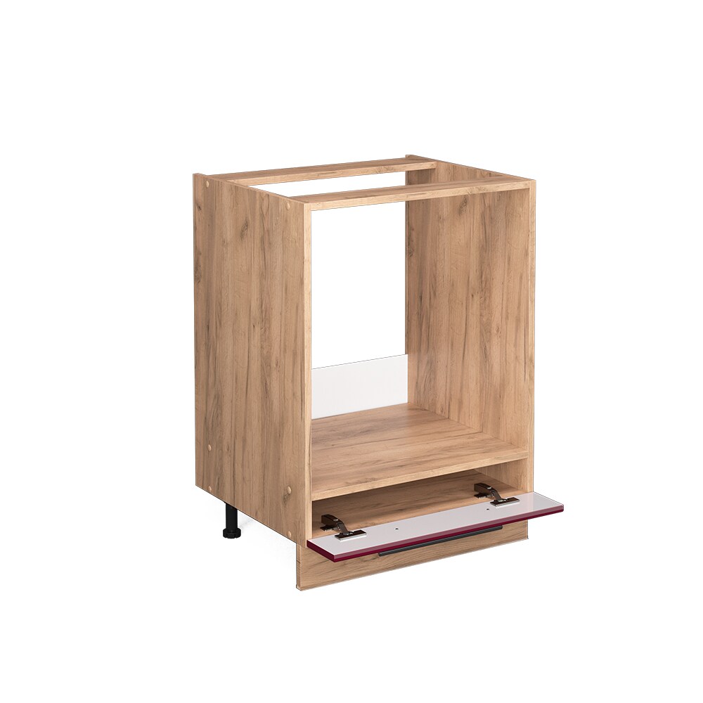 Vicco Herdumbauschrank Küchenschrank Küchenmöbel Fame-Line Eiche Rot Bordeaux modern 60 cm Küche Einbauküche Blende Herdschrank Küchenzeile Hochglanz