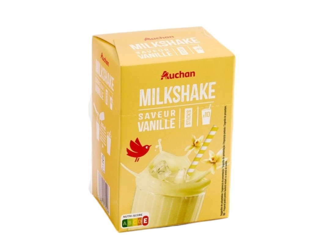PREPARADO MILKSHAKE AUCHAN SABOR BAUNILHA 10UN 200G