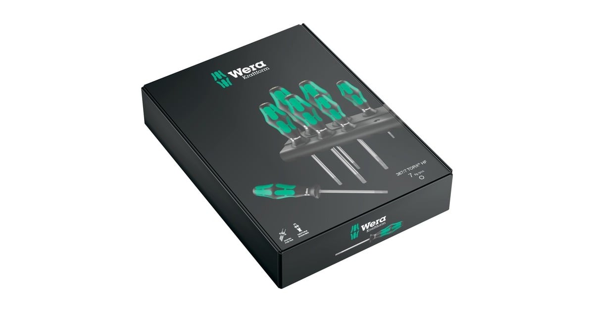 Wera367/7 TORX HF-schroevendraaierset Kraftform Plus + Rek  (Zwart/groen, 7-delig)