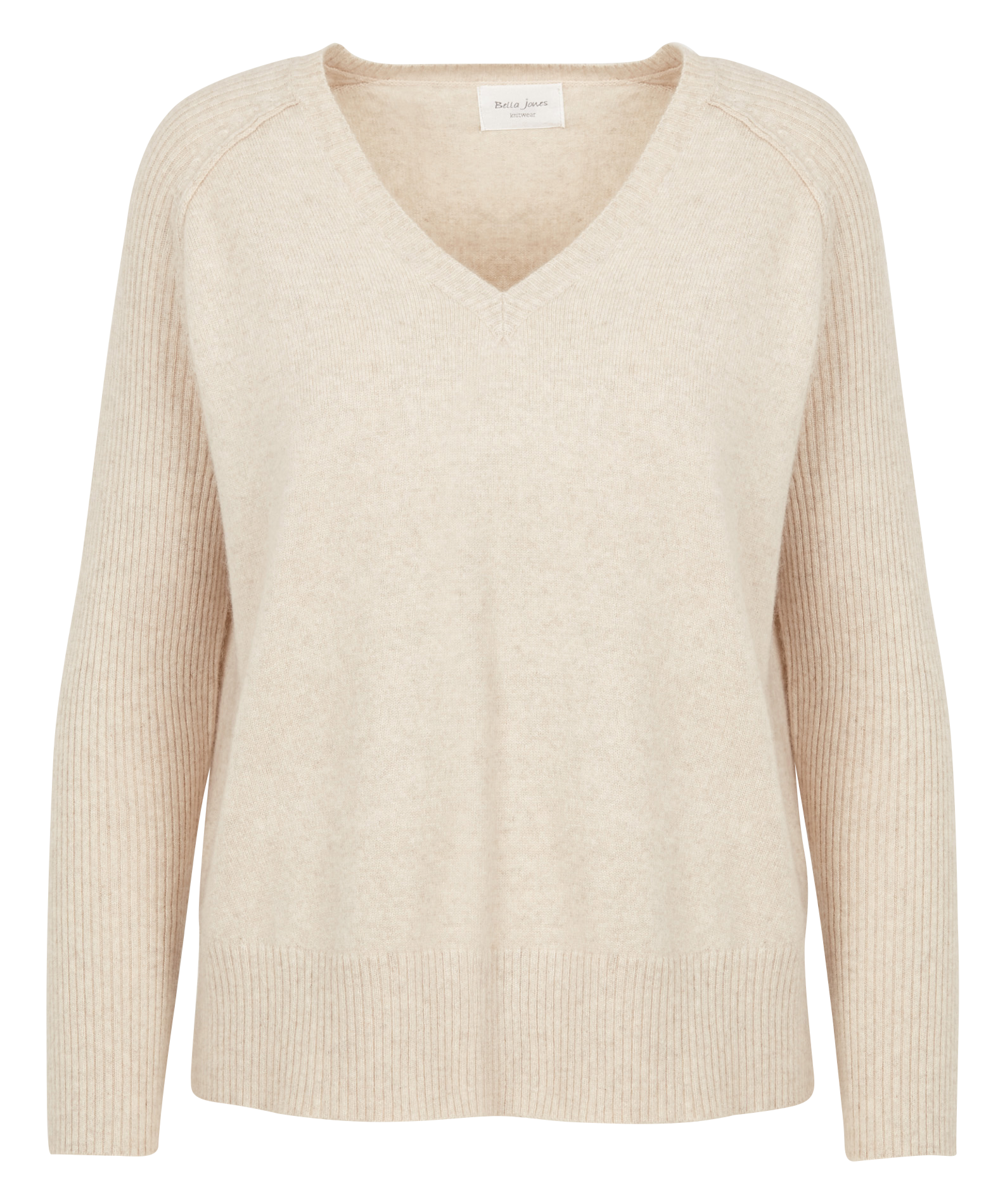 SEPTEMBRE - Pull ample col v en laine mélangée | Beige