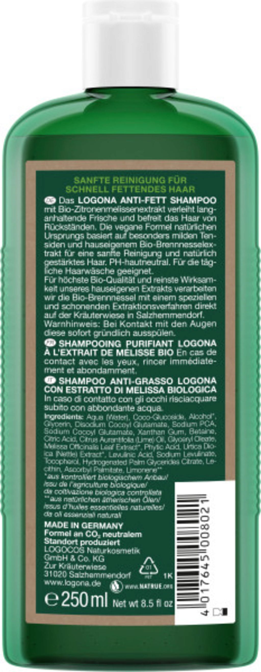 LOGONA  Anti-Fett Shampoo, 250 ml