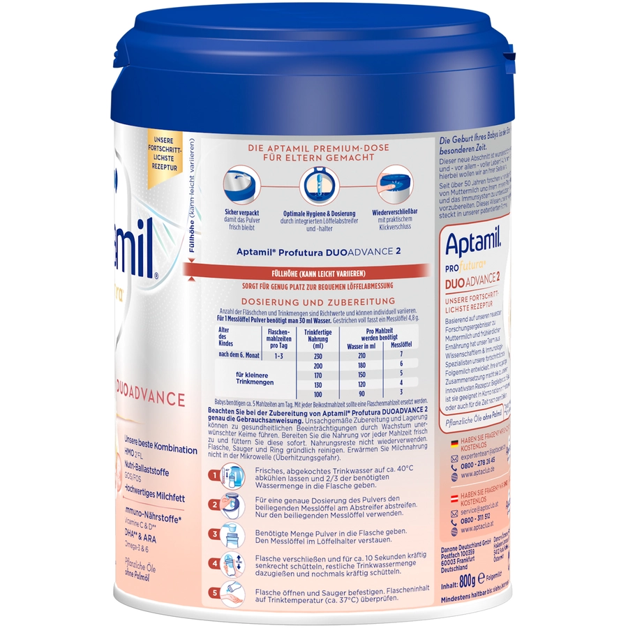 Aptamil Folgemilch Profutura Duo Advanced 2 6x 800g nach dem 6. Monat