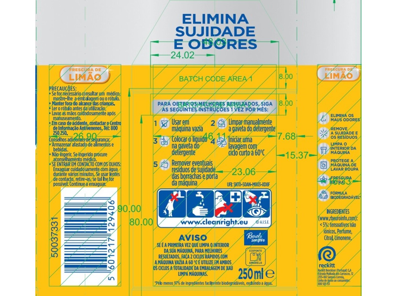 LIMPA MÁQUINA ROUPA LIMÃO XAU 250ML