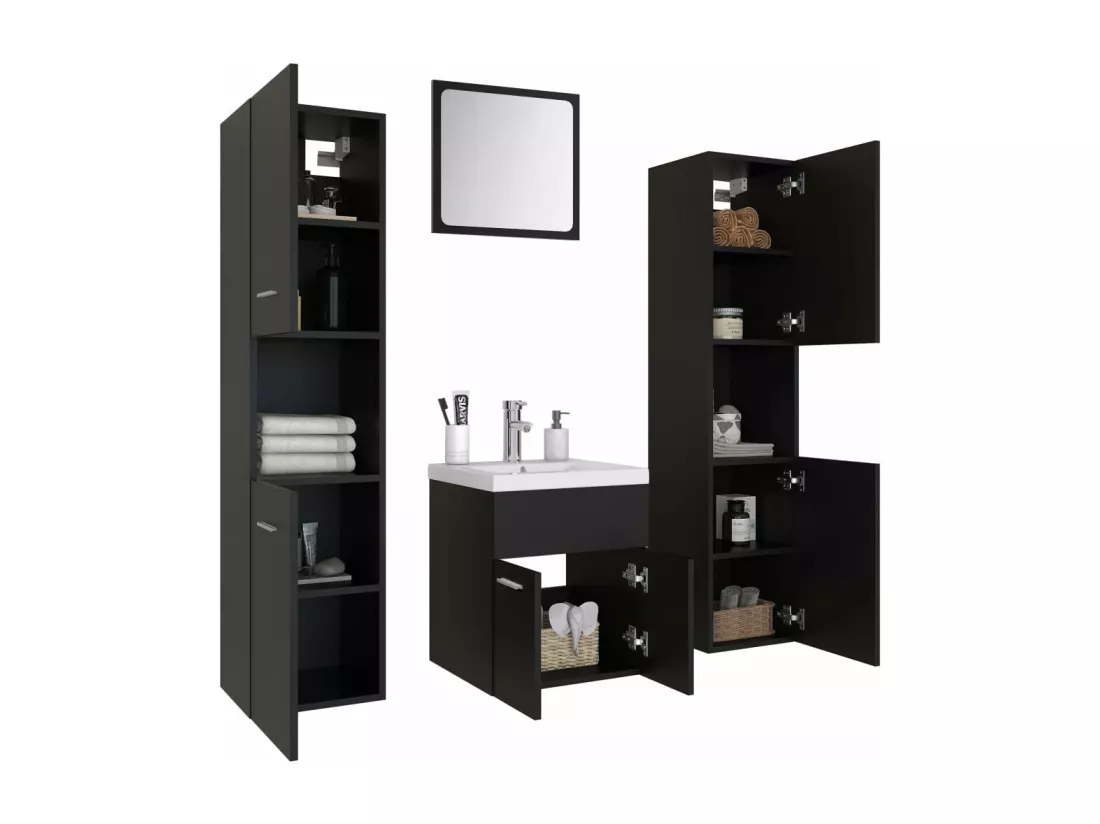 Ensemble de meubles de salle de bain Noir Aggloméré