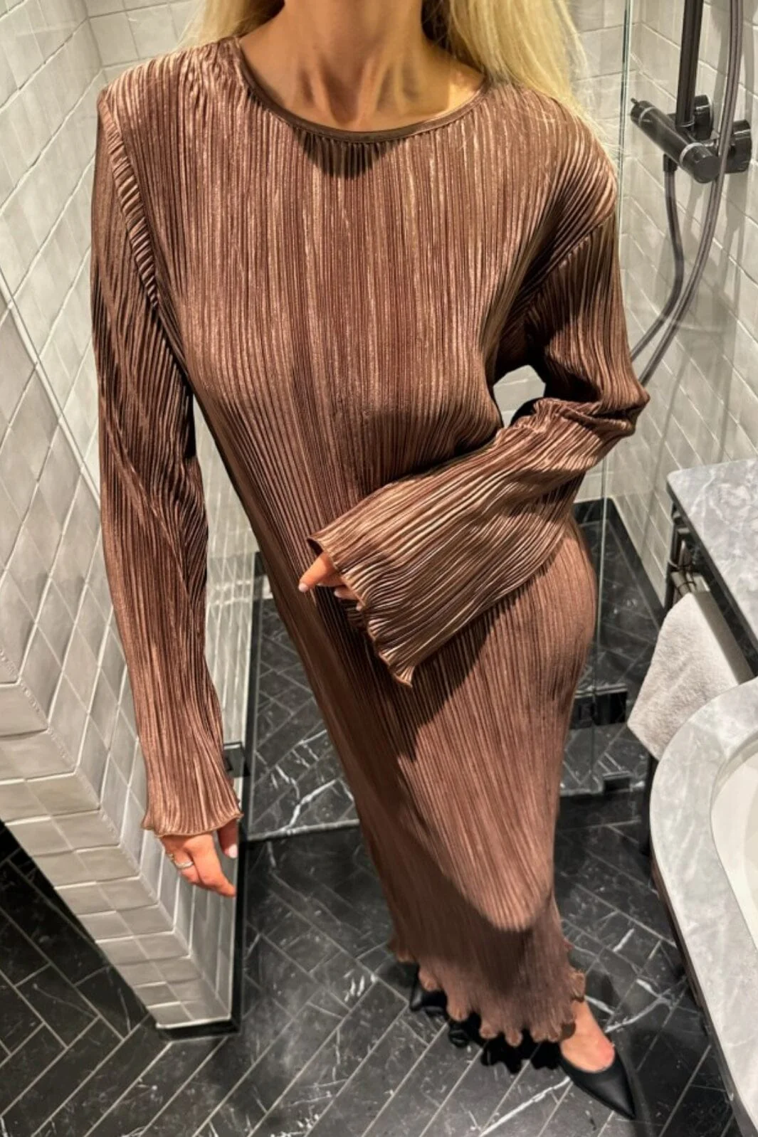 BYIC Kellyic Long Plissé Dress brown brown