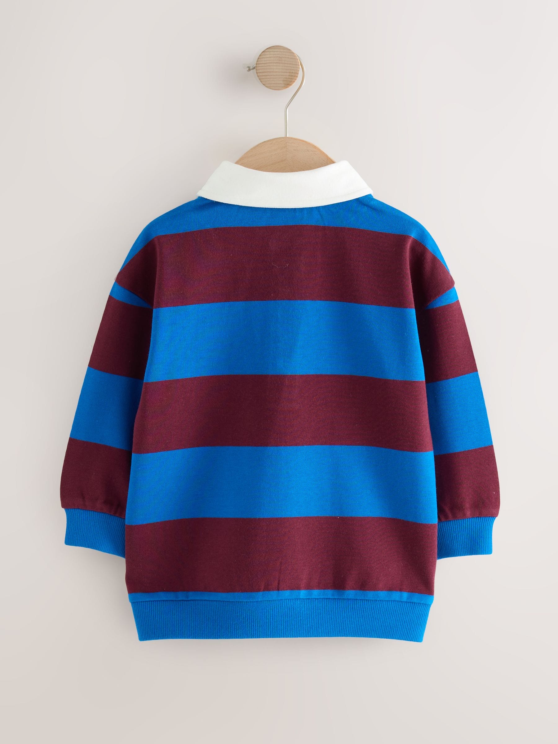 Cobalt Blue and Burgundy Striped - Rugby poloshirt met lange mouwen (3mnd-7jr)