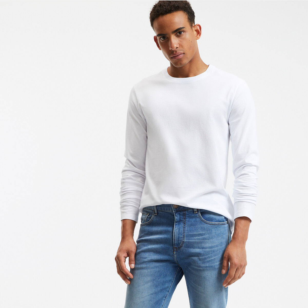 COLEÇÃO LA REDOUTE<br>Camiseta de gola redonda e mangas compridas
