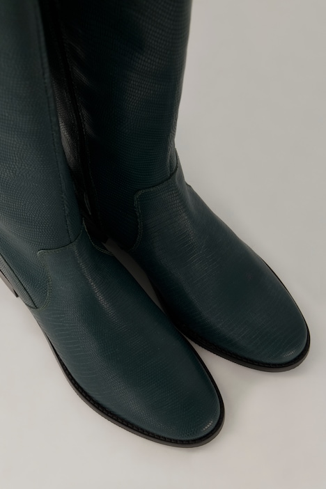 Lederstiefel, XL-Schaft, Schlangenprägung, Weite H