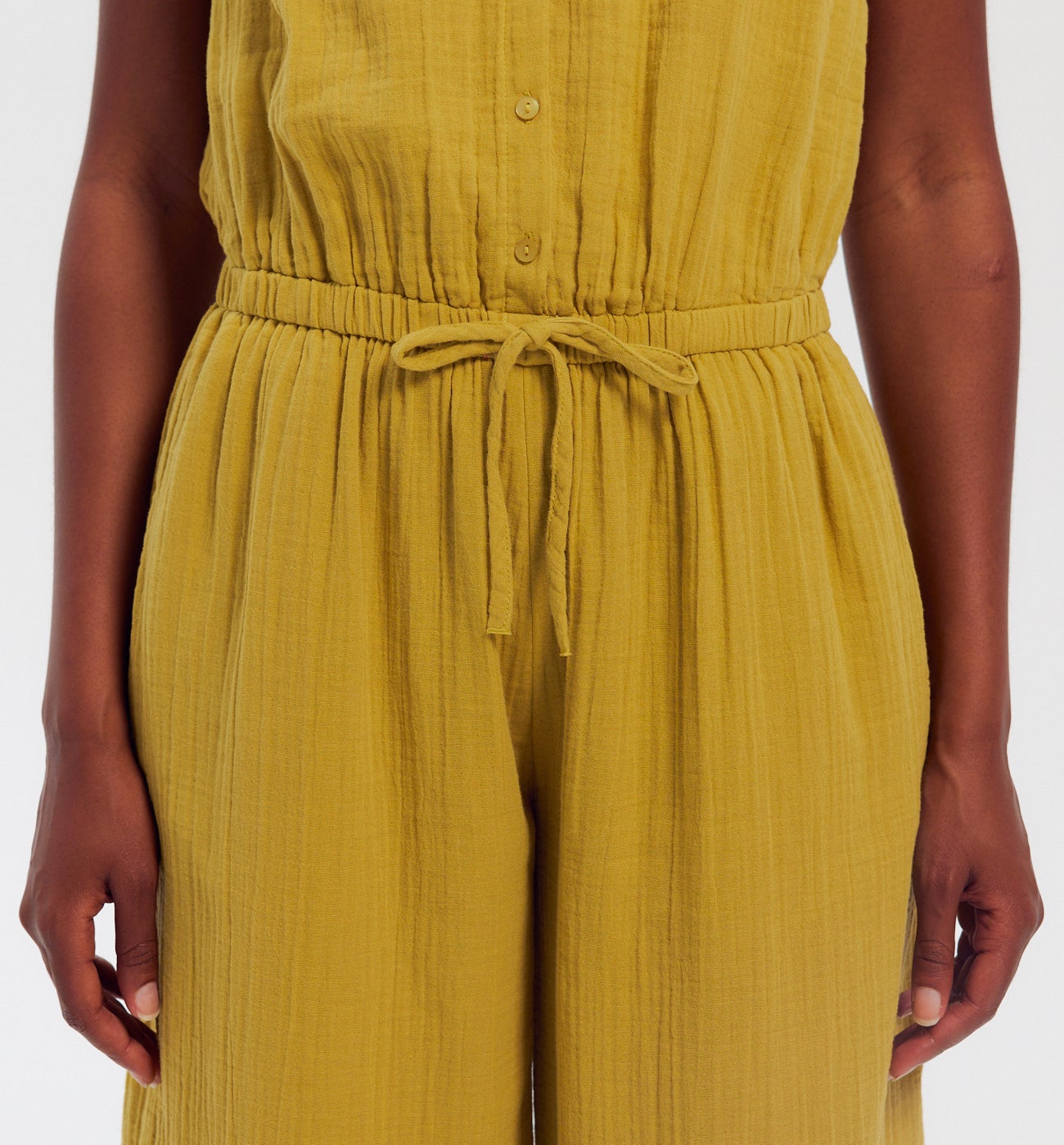 Combi-pantalon gaze de coton - Vert anis