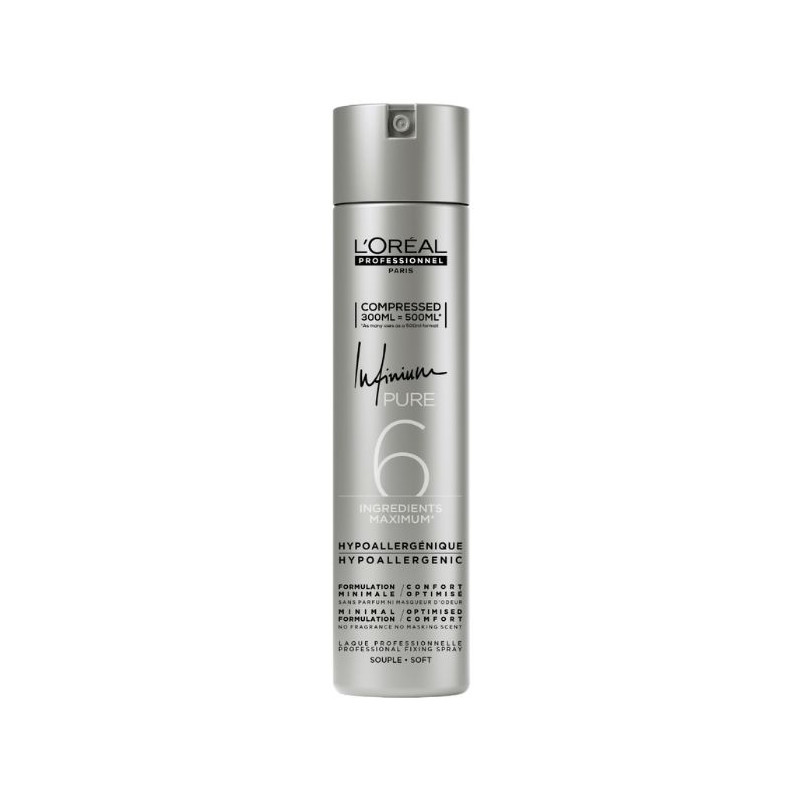 Laque fixation souple Infinium Pure L'Oréal Professionnel 300 ml compressés