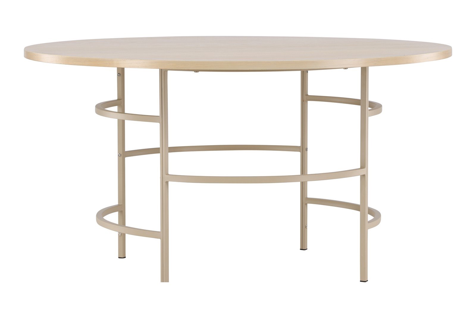 Copenhagen rundt spisebord Ø140 cm. Hvitpolert med understell i beige stål.