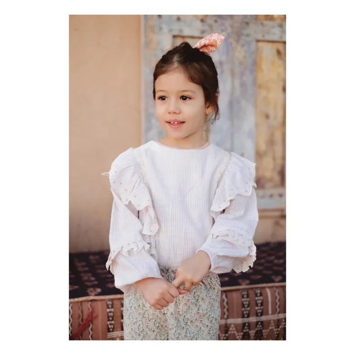 Louise Misha Blouse Gaze de Coton Rayée Tubi | Ecru