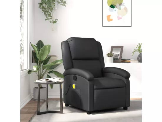 Fauteuil massant inclinable noir cuir véritable