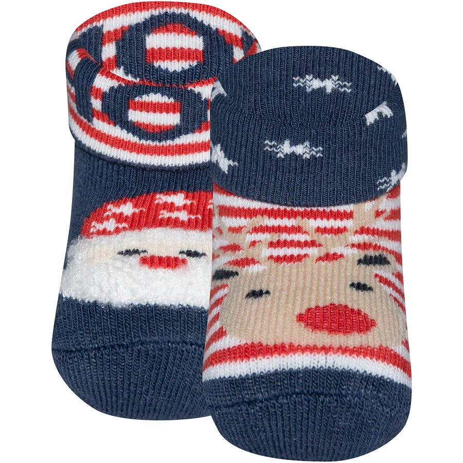 Ewers Babysocken 2er-Pack RentierWeihnachtsmann tinte