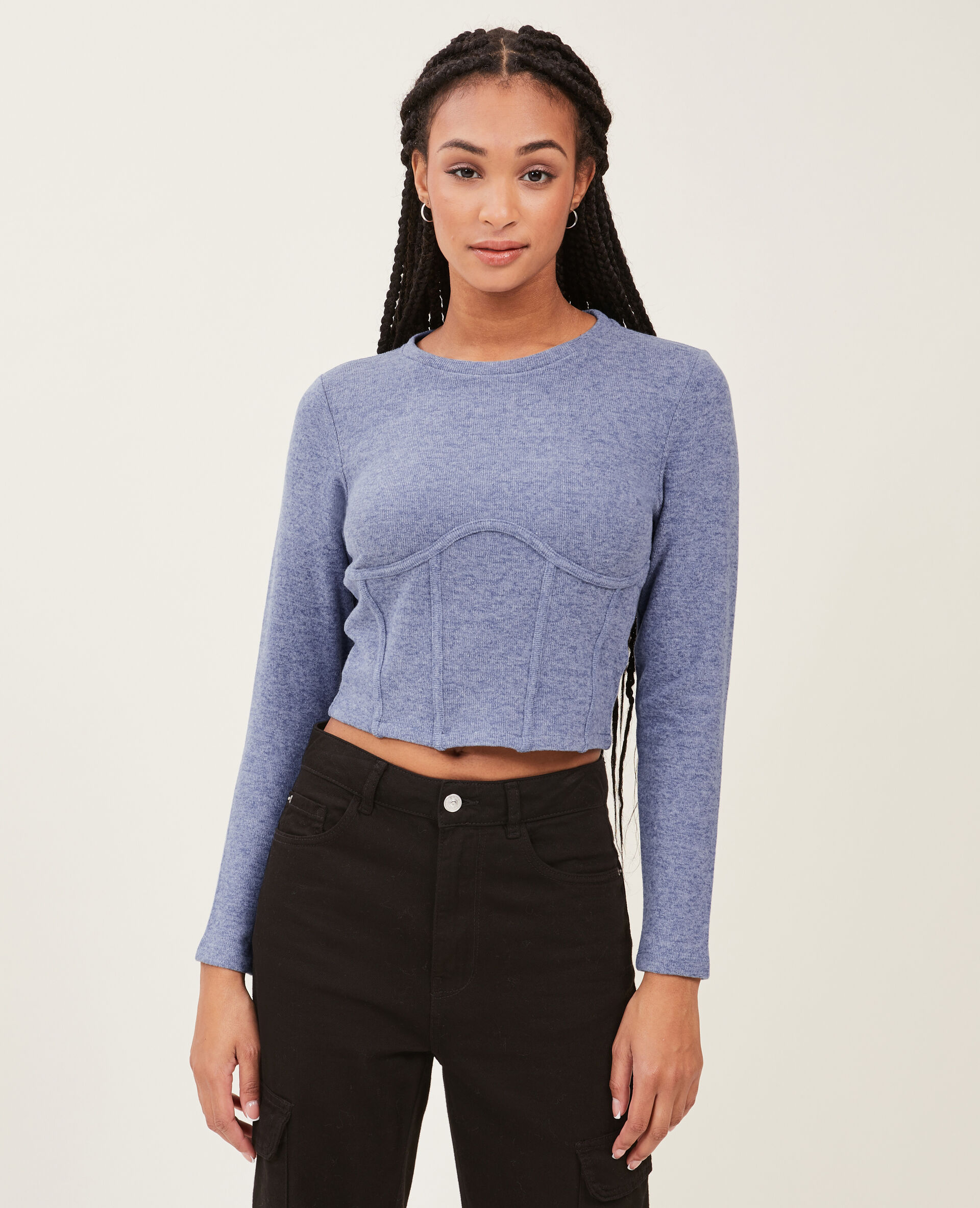 Pull façon corset - Bleu