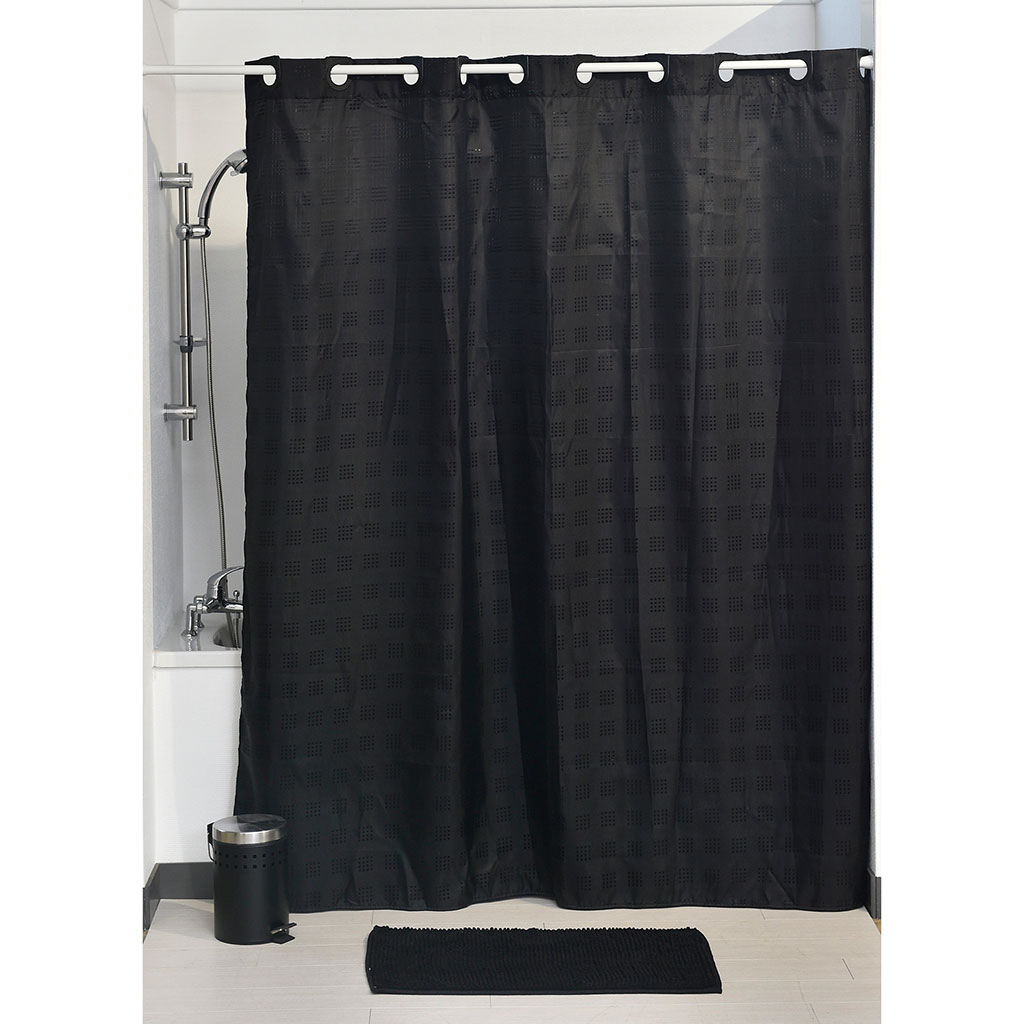 Rideau de douche polyester noir 180x200cm