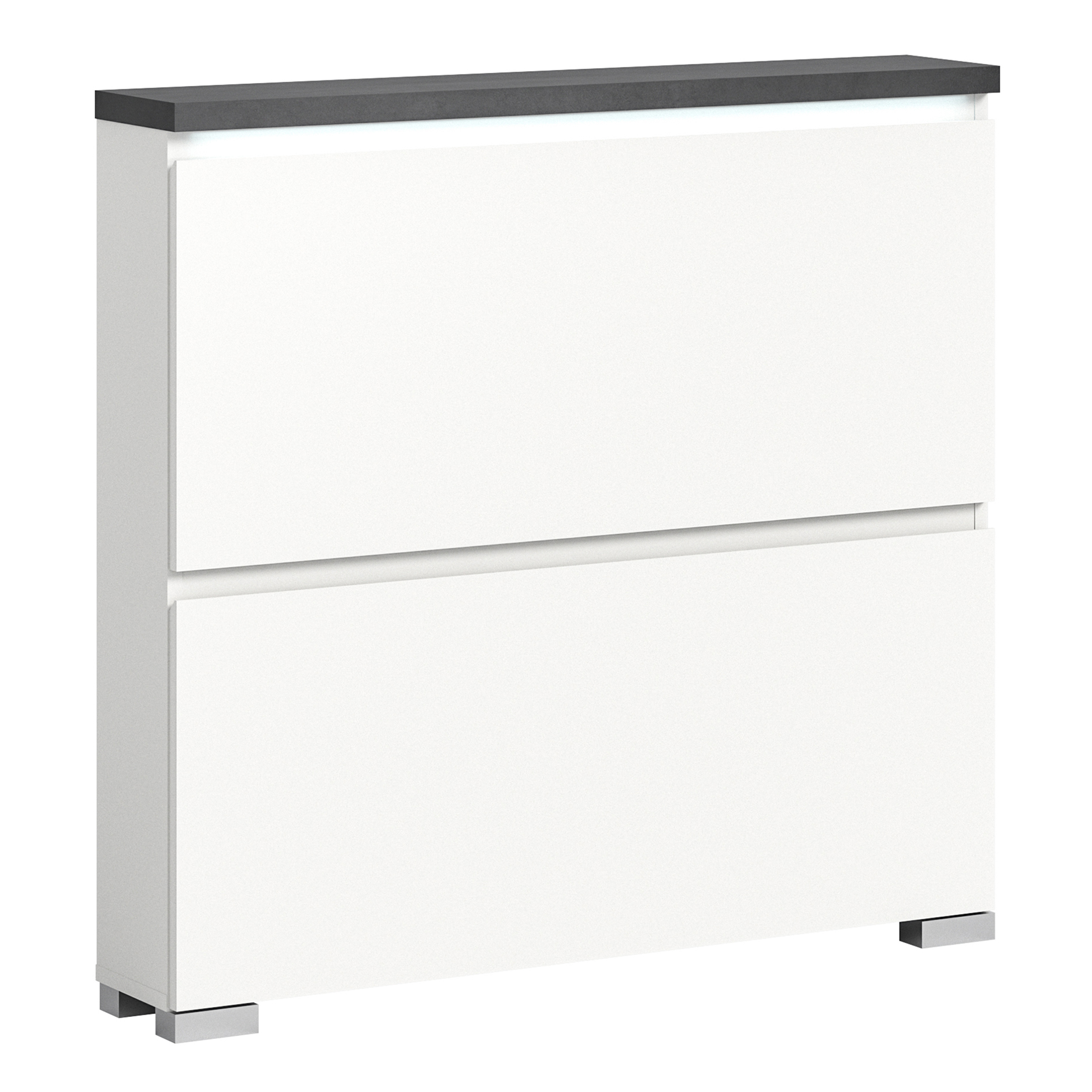 Schuhschrank SHOELOVE - weiß-Industrial grau - 88 cm hoch