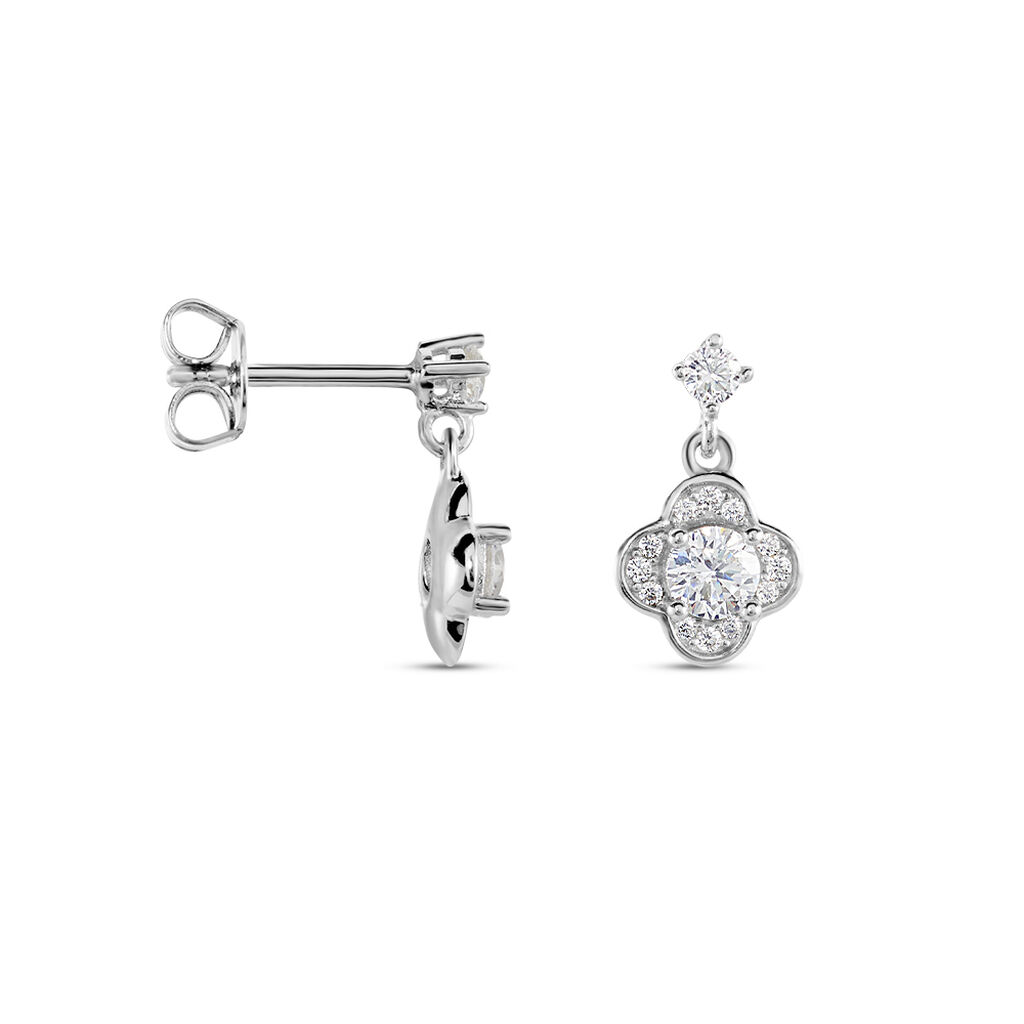 Boucles D'oreilles Pendantes Edyta Argent Blanc Oxyde De Zirconium