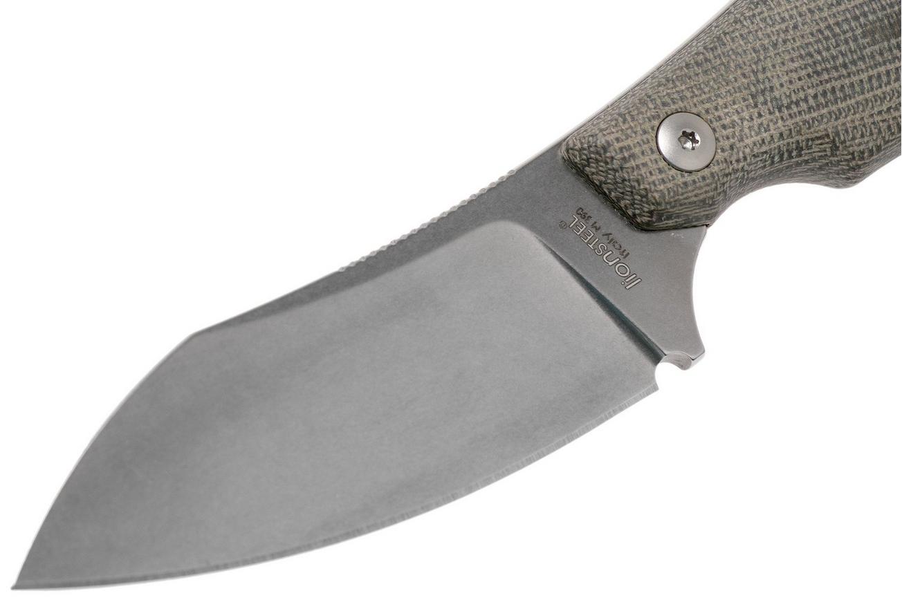 LionSteel H1 Skinner CVG Green Canvas Micarta vaststaand mes, Tommaso Rumici design