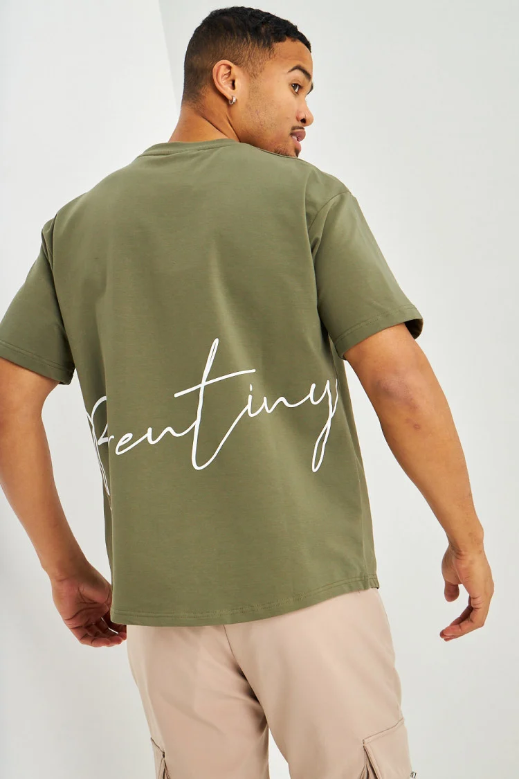 T-shirt kaki à inscriptions blanches Brentiny
