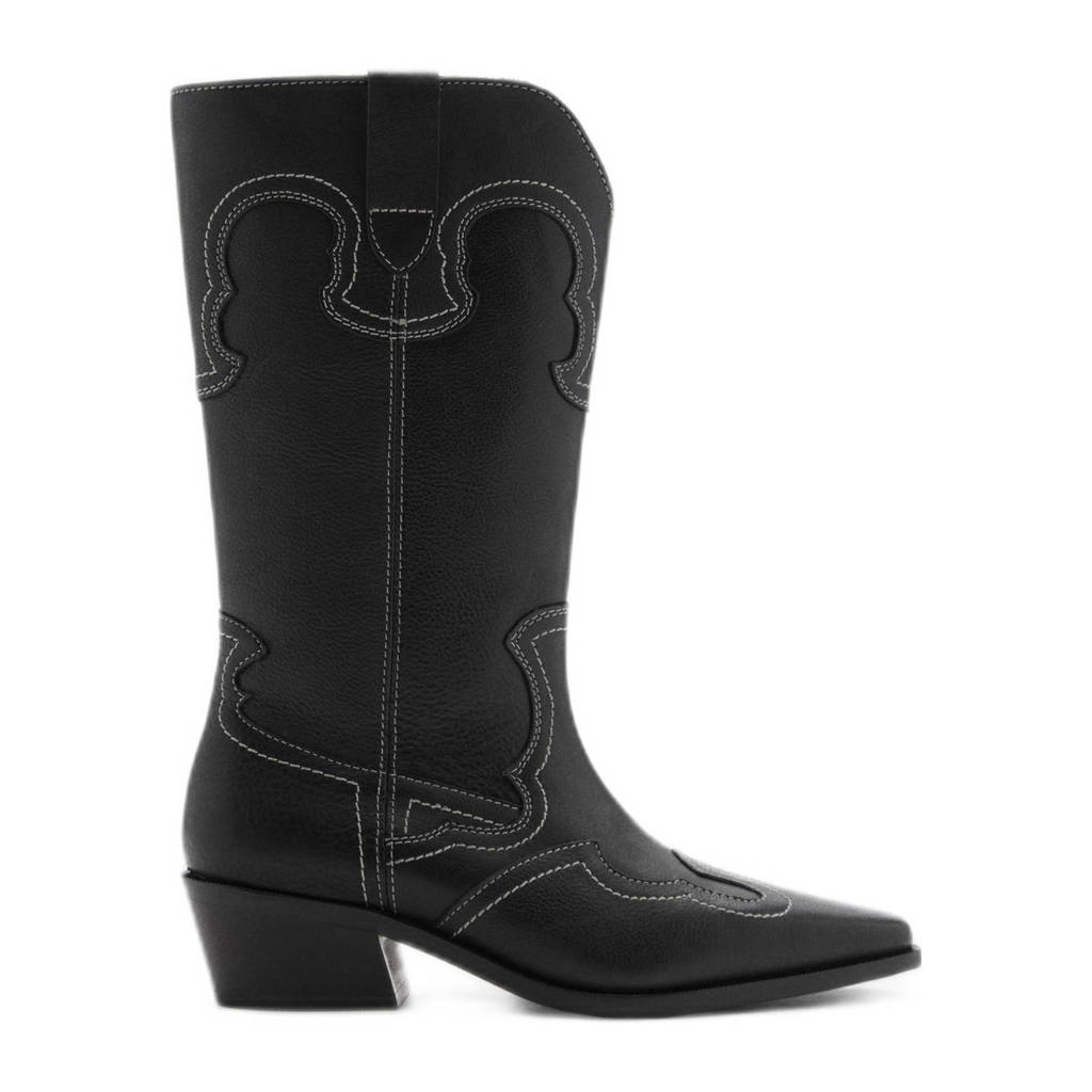 MANGO TEEN leren cowboylaarzen zwart