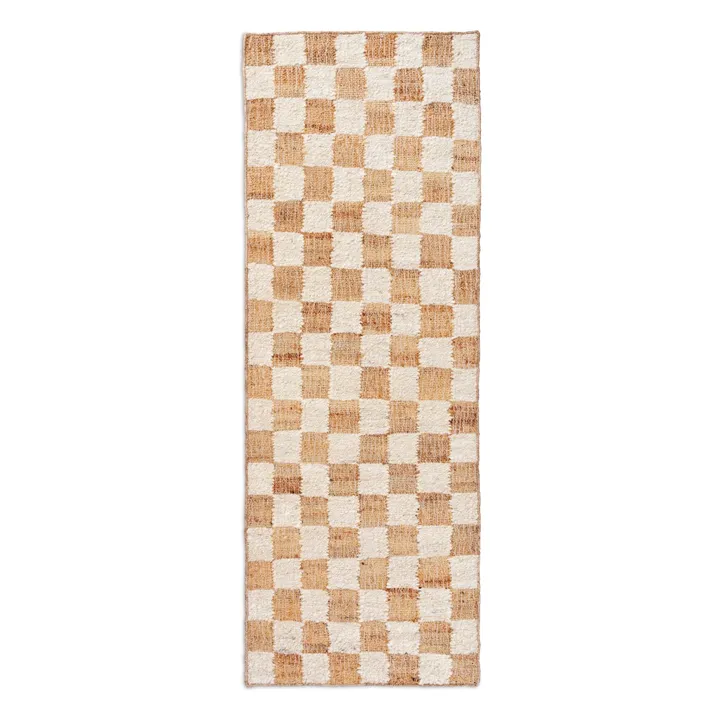 Ferm Living Tapis en jute et laine Check | Blanc