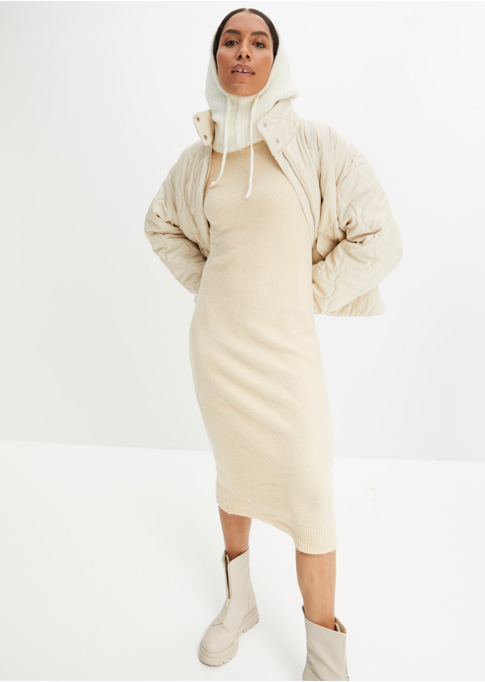 Robe en maille avec torsades sur les manches
