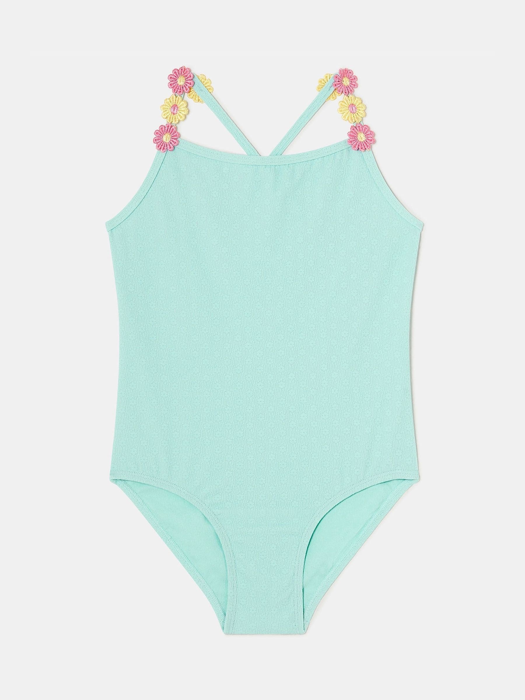 Angels By Accessorize Girls Flower Print Strap Swimsuit