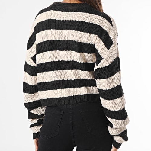Pull Crop Femme Malavi Beige Noir