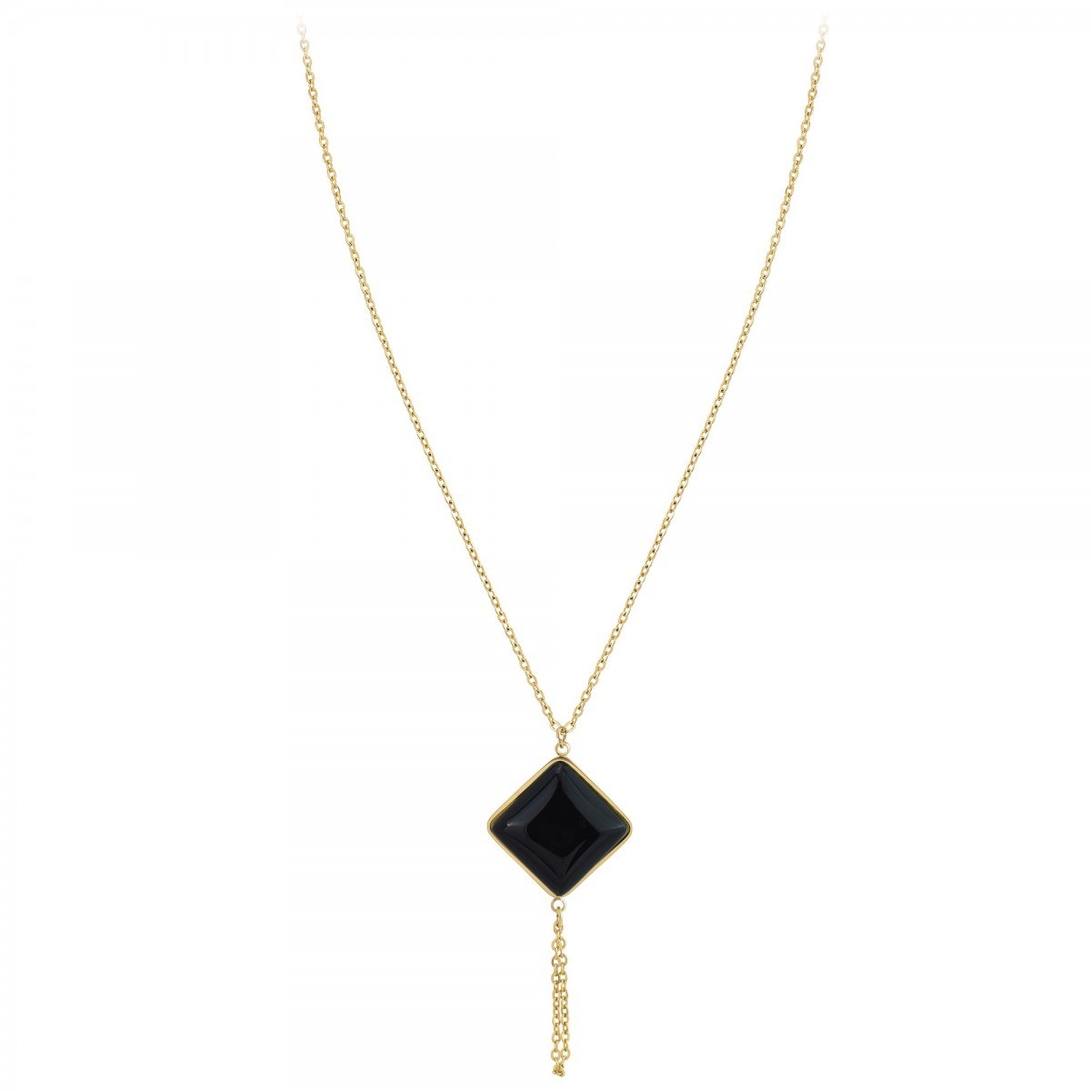 Collier SC Bohème orné d'un onyx noir en acier inoxydable