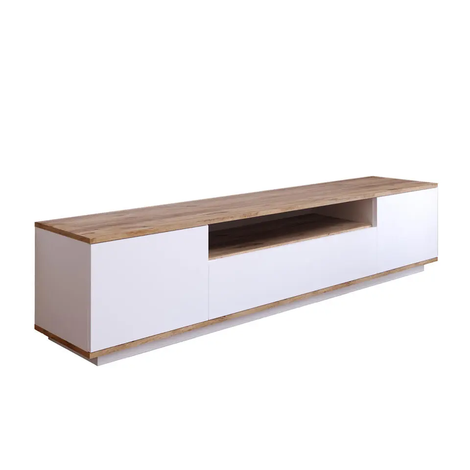 CALICOSY - TV-Meubel FR7-AA - Handgemaakt eiken / wit - 44,6x180x44,5 cm