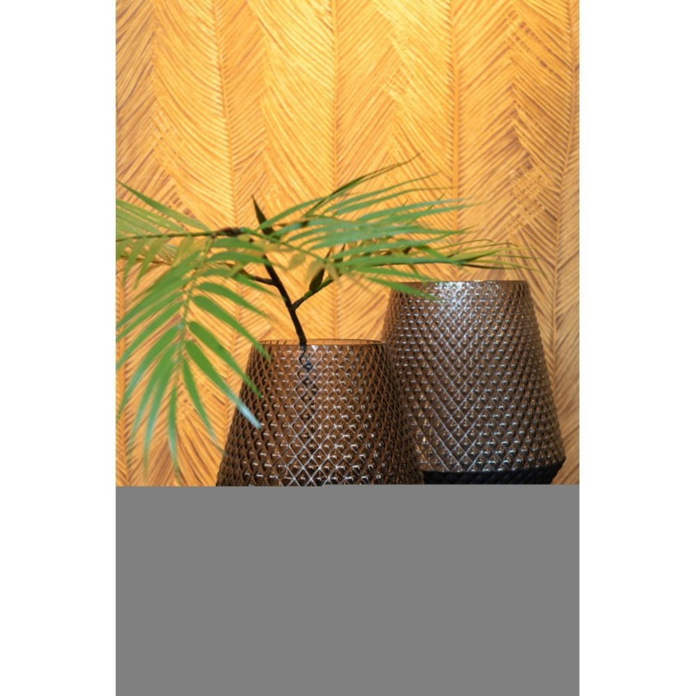 Vase avec motifs en verre gris 17x21cm