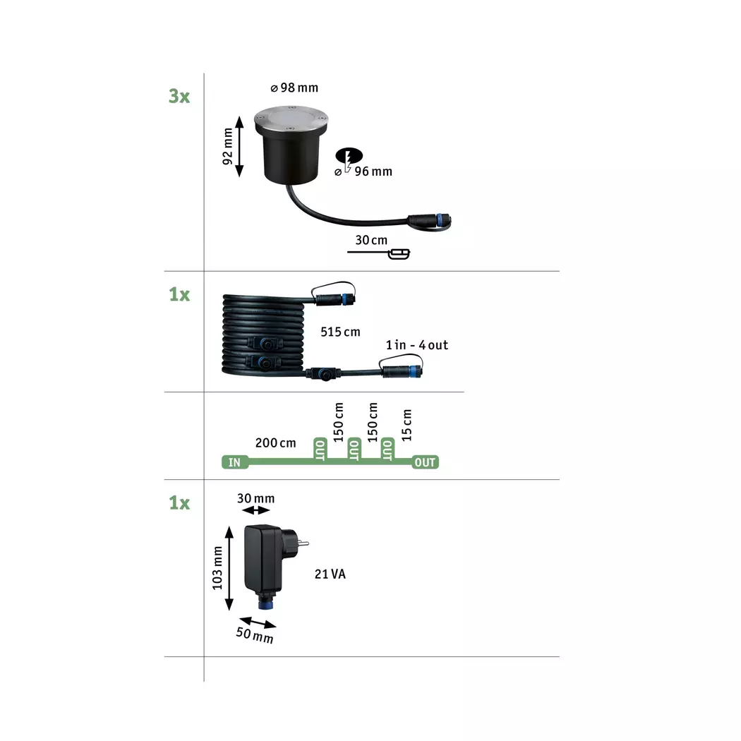 LED-Bodeneinbauleuchte Plug&Shine