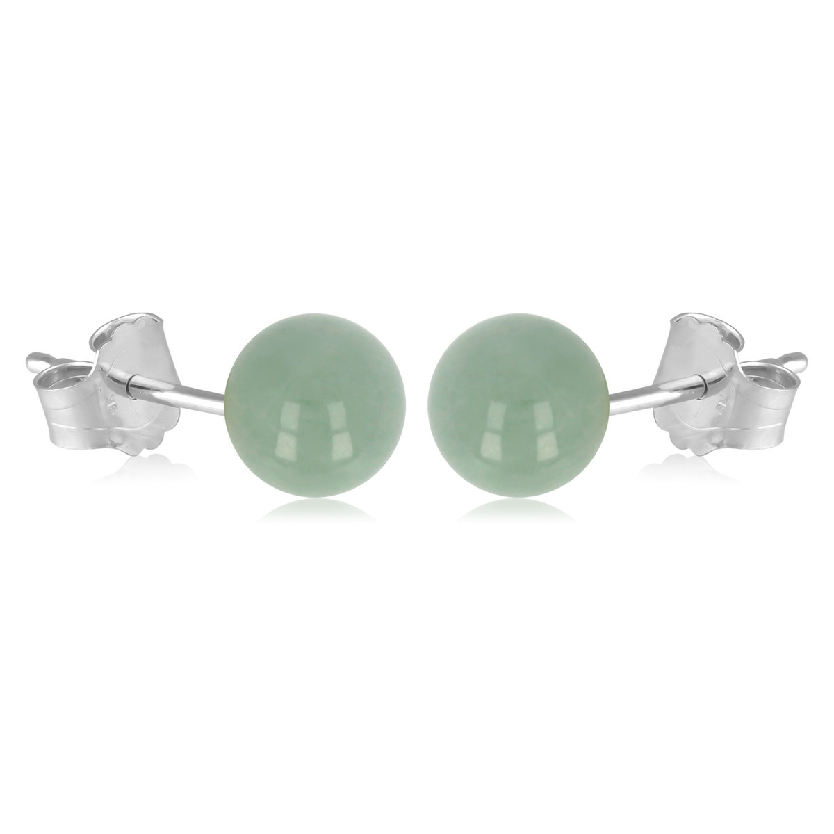 Boucles d'oreille argent rhodié boule aventurine 4MM