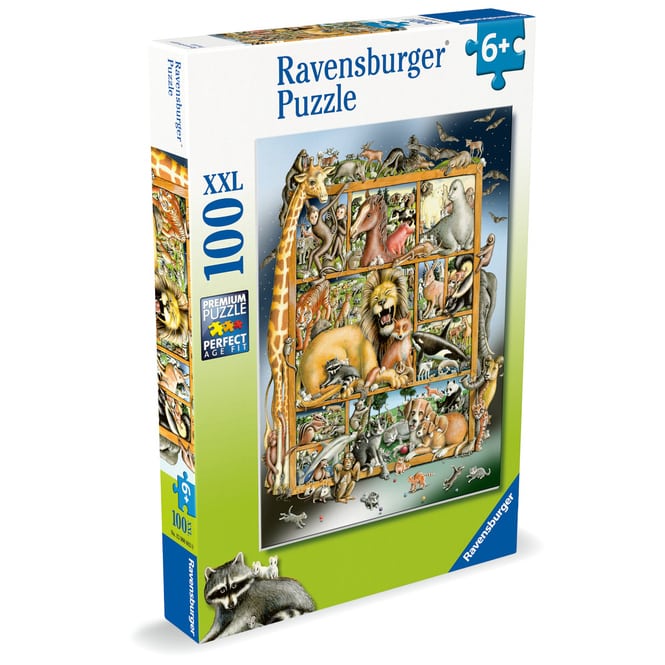 Kinderpuzzle - Tiere im Regal - 100 Teile XXL