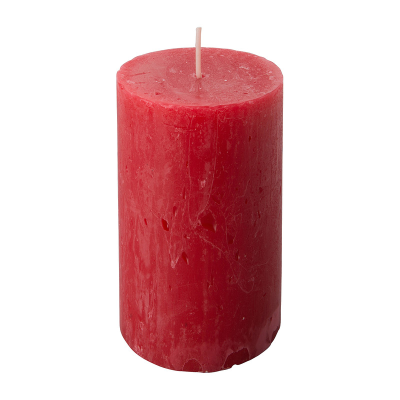 Kaars rustiek - rood - ø7x12 cm