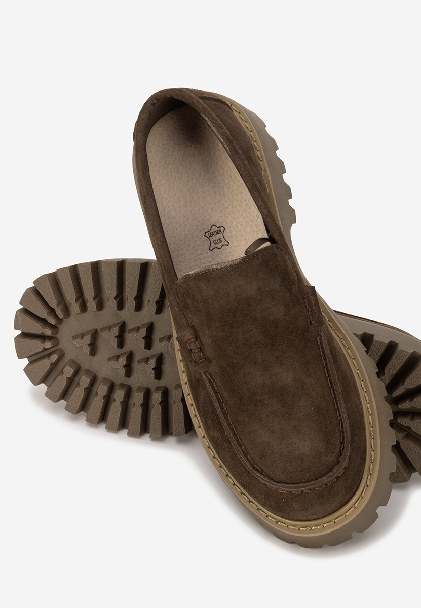 Mocassins femme à semelle épaisse bruns Analeia
