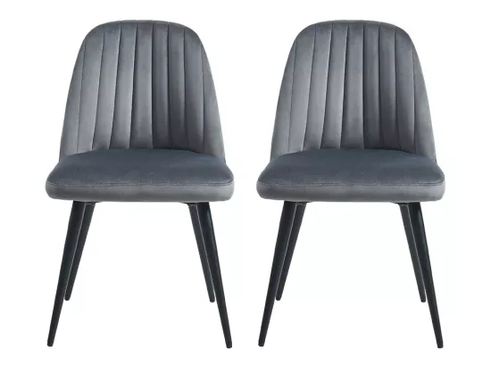 Lot de 6 chaises en velours et métal - Noir - ELEANA