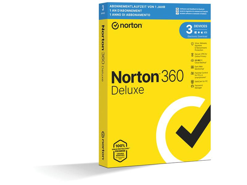 Norton Norton 360 Deluxe Box, 3 Device, 1 Jahr Mehrere Schutzebenen für Ihre Geräte und Funktionen für Ihre Online-Privatsphäre.