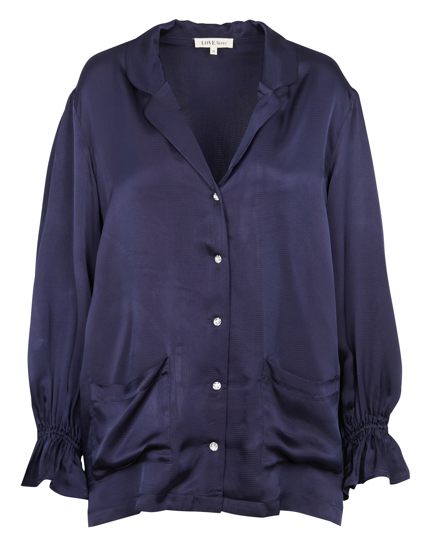 BLANCA - Chemise de pyjama droite col tailleur | Bleu