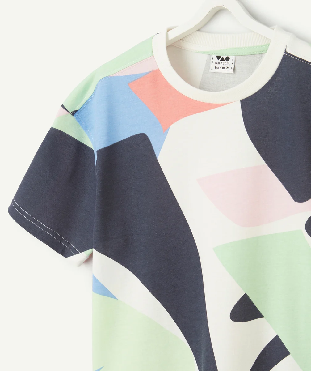 t-shirt manches courtes garçon en coton bio imprimé hawaien