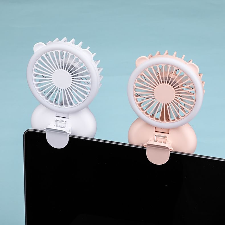 HOMTEC - USB oplaadbare clip-on ventilator met ringlamp