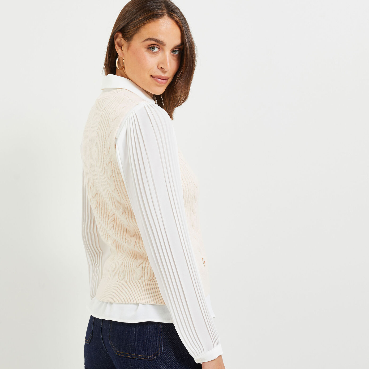 Pull sans manches broderie femme