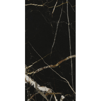 Wandtegel kunststof Allora zwart marmer glans 30,5x61 cm, dikte 5mm, 1,116 m²