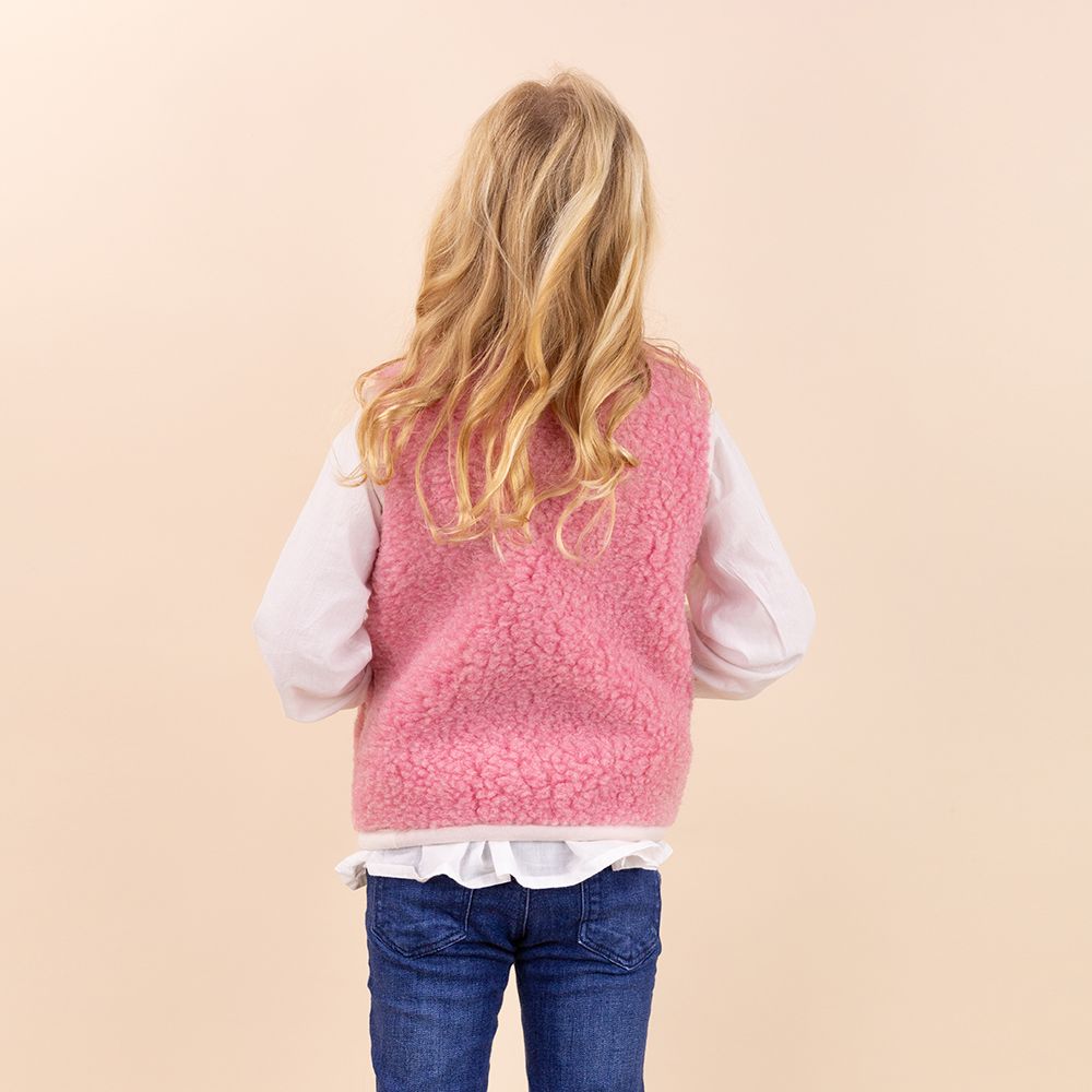 Moonrise kids wollen vestje met knoopje roze
