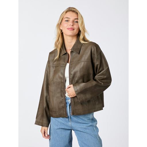 Neo Noir Titan Faux Leather Jakke, Dark Brown, 34