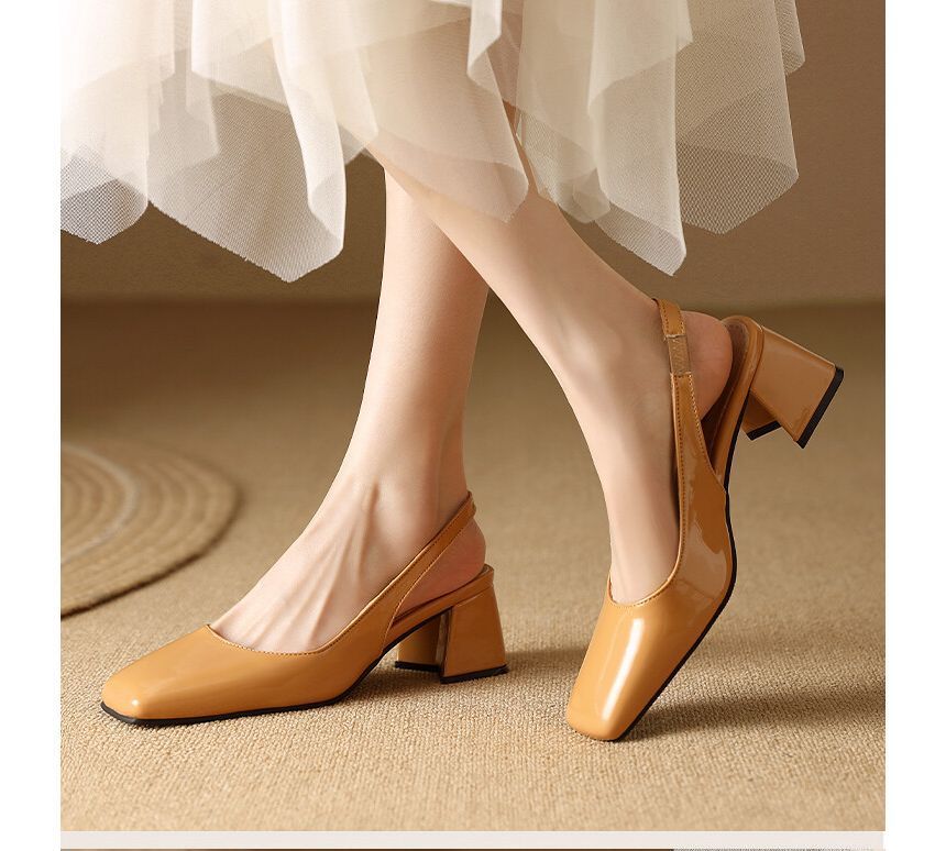 Niuna - Slingback muiltjes met vierkante neus en blokhak