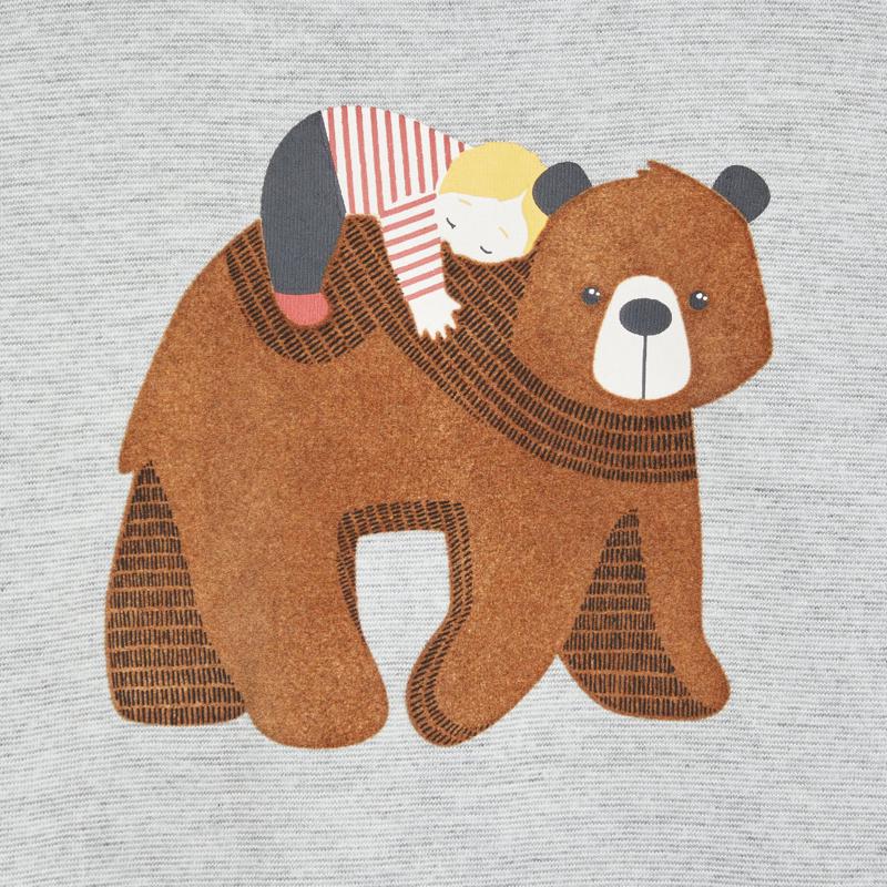 T-shirt fines rayures ours gris bébé garçon Gris ou noir