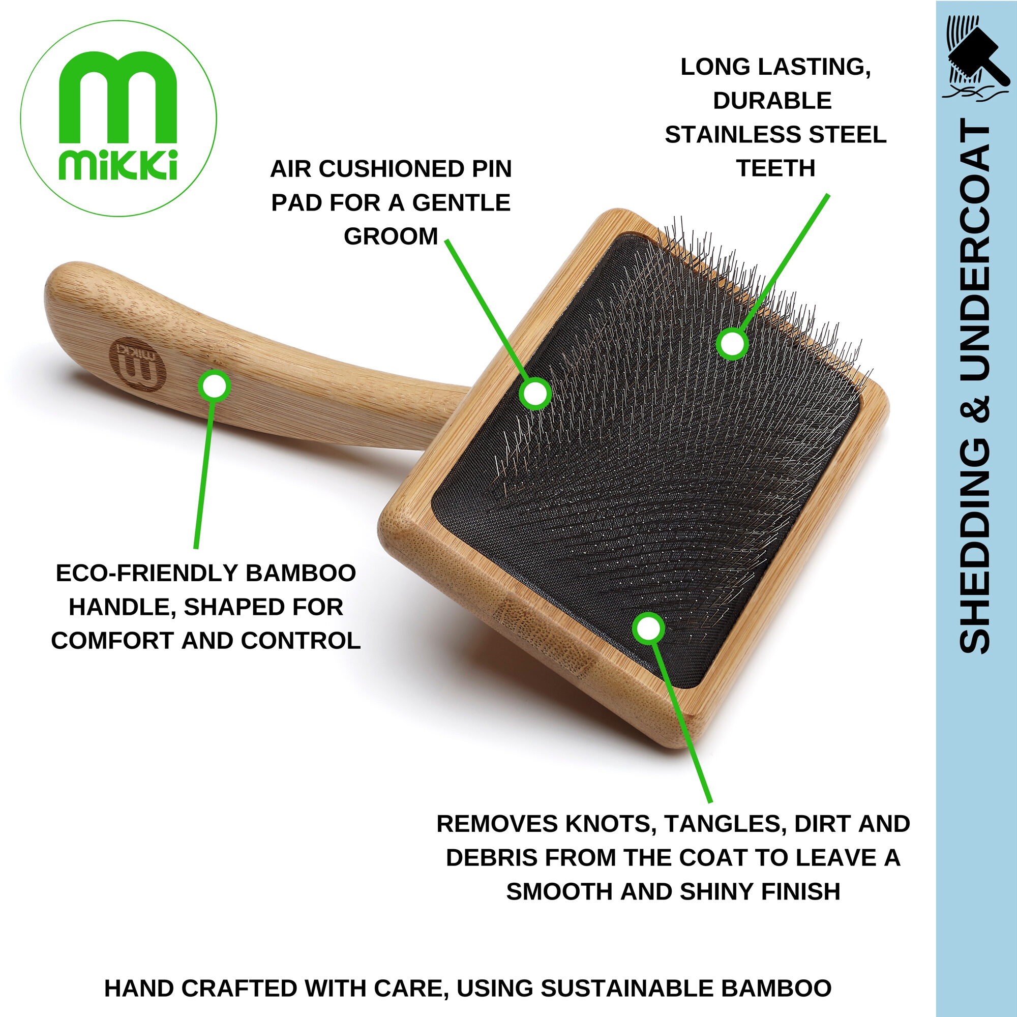Mikki Bamboo Soft Pin Slicker